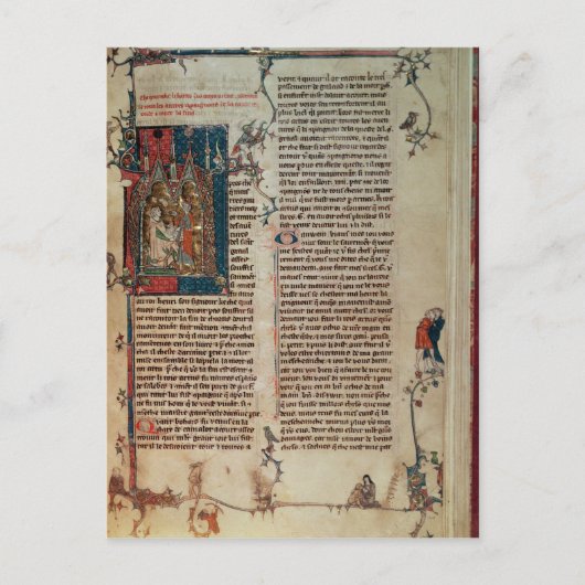 ウォルター・マップが冒険の話を書き留める ポストカード (正面)