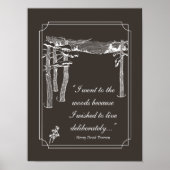 ウォルデン引用文、"意図的に生きる" （暗） ポスター (正面)