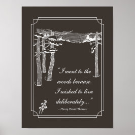 ウォルデン引用文、"意図的に生きる" （暗） ポスター