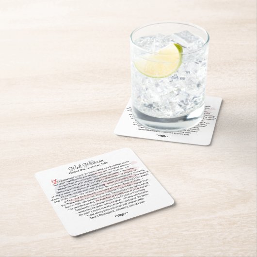 ウォルト・ホイットマンエレガント詩 スクエアペーパーコースター (インサイチュ)