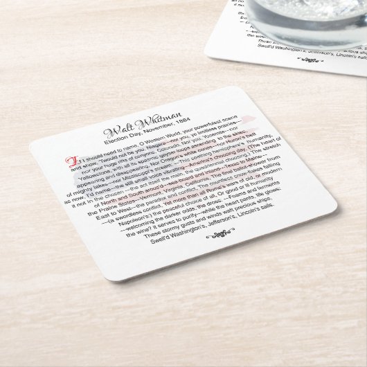 ウォルト・ホイットマンエレガント詩 スクエアペーパーコースター (アングル)