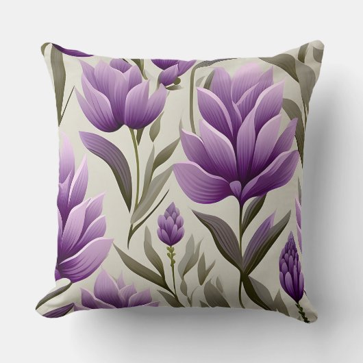 ウォルドフコンテンポラリーフローラルパターンアートワーク クッション (正面)