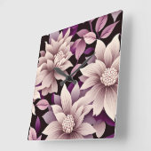 ウォルドフコンテンポラリーフローラルパターンアートワーク スクエア壁時計 (傾斜)