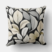 ウォルドフコンテンポラリーリーフパターン白ベージュグレー クッション (裏面)