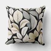 ウォルドフコンテンポラリーリーフパターン白ベージュグレー クッション (正面)