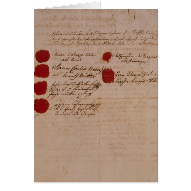 ウォルフガング、モーツァルトおよびWeberの結婚証明書 (正面)