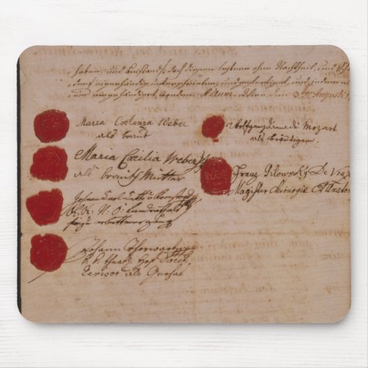 ウォルフガング、モーツァルトおよびWeberの結婚証明書 マウスパッド (正面)