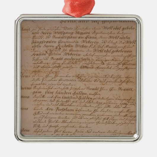 ウォルフガング、モーツァルトおよびWeberの結婚証明書 メタルオーナメント (正面)