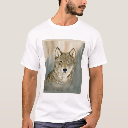 ウォルフ・イン・ザ・ミスト 水彩画 Tシャツ (正面)