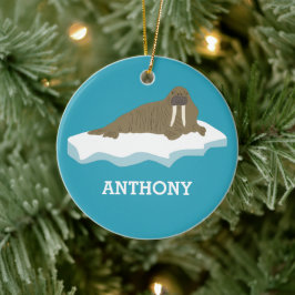 ウォルラスオンアンアイスバーグイラストレーション パーソナライズされた セラミックオーナメント