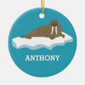 ウォルラスオンアンアイスバーグイラストレーション パーソナライズされた セラミックオーナメント (正面)