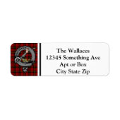 ウォレスクランバッジとタータンチェックラベパーソナライズされたル ラベル (正面)