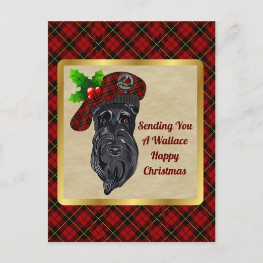 ウォレスクランバッジ&タータンチェッククリスマス ポストカード (正面)