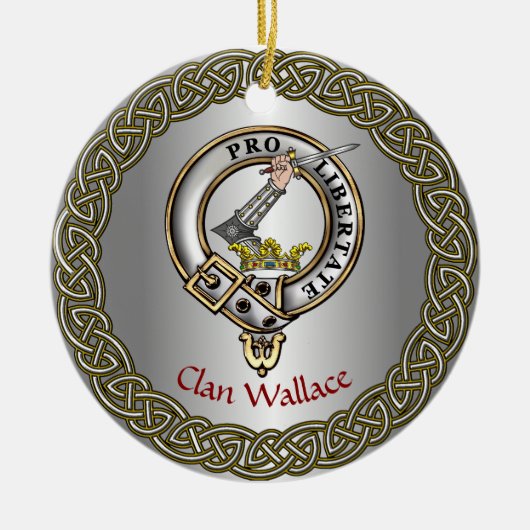 ウォレスクランバッジ/タータンチェックティスルパーソナライズされた セラミックオーナメント (正面)