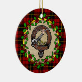 ウォレスクランバッジ&タータンチェックパーソナライズされたクリスマス セラミックオーナメント (右)