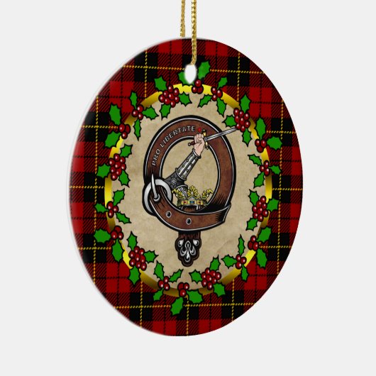 ウォレスクランバッジ&タータンチェックパーソナライズされたクリスマス セラミックオーナメント (右)