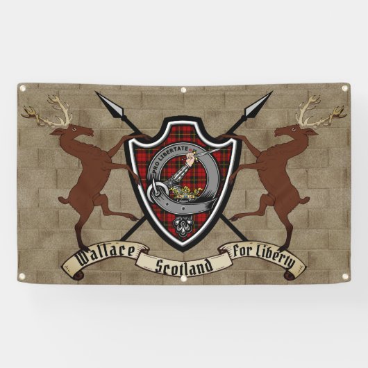 ウォレスクランバッジ&タータンチェック付/スタッグ 横断幕 (横)