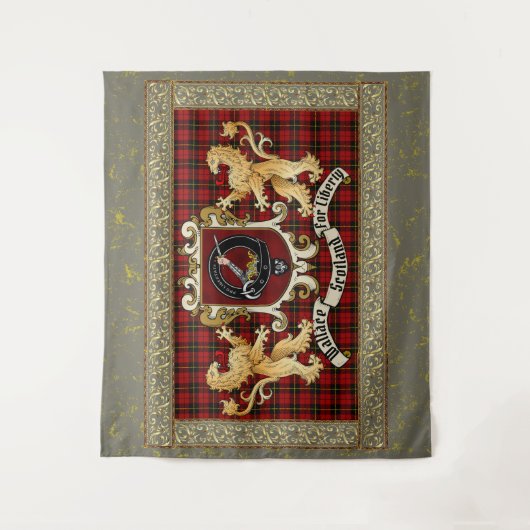 ウォレスクランバッジ&タータンチェック付/ライオンズタペストリー タペストリー (正面)