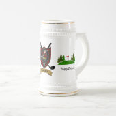 ウォレスクランバッジ&タータンチェック パーソナライズされた ビールジョッキ (正面右)