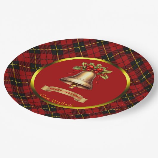 ウォレスタータンチェックパーソナライズされたクリスマス ペーパープレート (アングル)