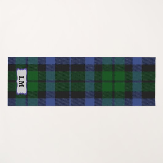 ウォレスタータンチェックブルーグリーンプラディモノグラムイニシャル ヨガマット (正面(横))