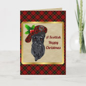 ウォレスバッジ&タータンチェックパーソナライズされたクリスマス カード (正面)