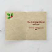 ウォレスバッジ&タータンチェックパーソナライズされたクリスマス カード (内部)