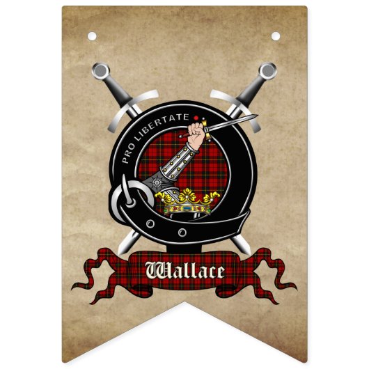 ウォレス一族の家紋&タータン バンティングフラッグ (第3の旗)