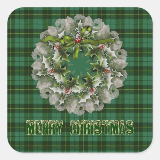 ウォレス狩りスコットランドタータンチェック スクエアシール (正面)