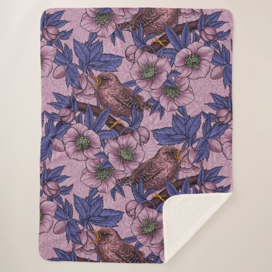 ウォレンとヘレボア、ピンクとバイオレット シェルパブランケット (正面)