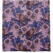 ウォレンとヘレボア、ピンクとバイオレット シャワーカーテン (正面)