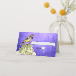 ウォレン鳥の水色サボテン結婚ズ プレイスカード