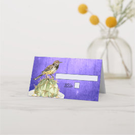 ウォレン鳥の水色サボテン結婚ズ プレイスカード