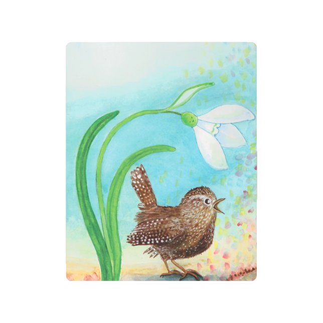 ウォレン・バードが夜明けに春で歌う メタルプリント (正面)