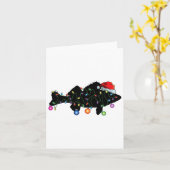 ウォレー魚釣りおもしろいクリスマスライトフィッシュサンタ カード (黄色い花)