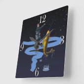 ウォレー魚釣りアウトドアフィッシャーマンズギフトスポーツのズ スクエア壁時計 (傾斜)