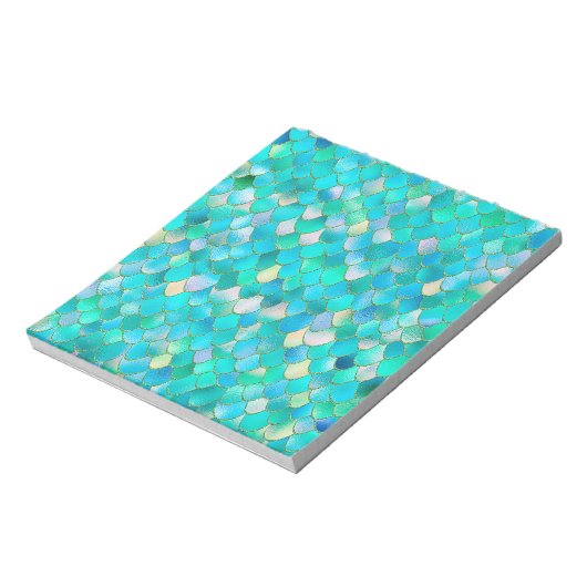 ウォンキーカラーティール（緑がかった色）グリッターメタルマーメイドはかりで測 ノートパッド (回転)