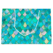 ウォンキーカラーティール（緑がかった色）グリッターメタルマーメイドはかりで測 ラージペーパーバッグ (正面)