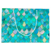 ウォンキーカラーティール（緑がかった色）グリッターメタルマーメイドはかりで測 ラージペーパーバッグ (裏面)