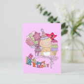 ウォンキーハッピーバースデーガール1歳 ポストカード (スタンド正面)