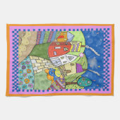 ウォンキーフォークアートハウス キッチンタオル (横)