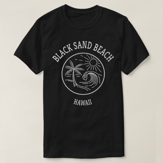 ウォンズレトロクールブラックサンドビーチハワイ風光明媚B Tシャツ (デザイン正面)