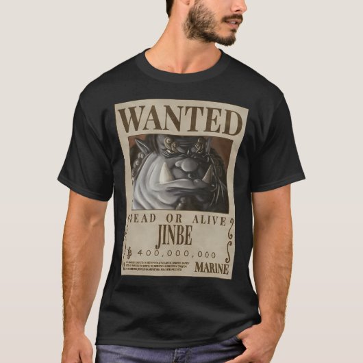 ウォンテッド(指名手配)ジンベエ Tシャツ (正面)