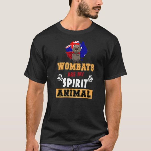 ウォンバットは私の精神の動物オーストラリア国旗である Tシャツ (正面)