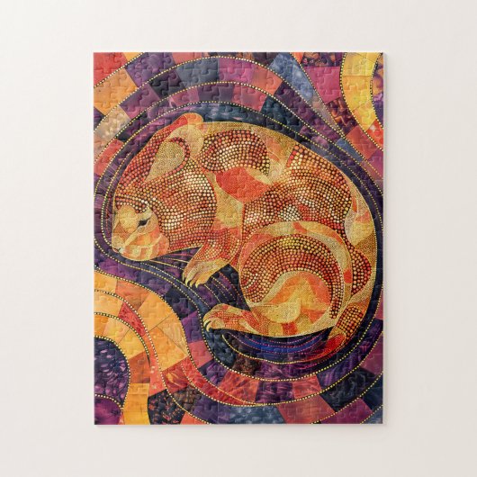 ウォンバットインアボリジネドットアートスタイル ジグソーパズル (縦)