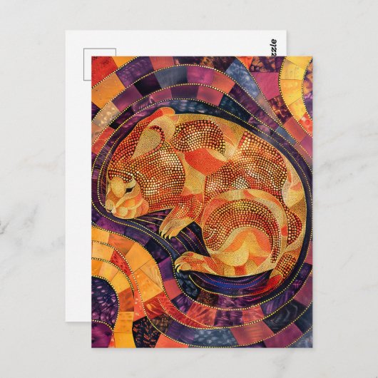 ウォンバットインアボリジネドットアートスタイル ポストカード (正面/裏面)