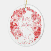 ウォンバットクリスマスレッド セラミックオーナメント (左)
