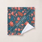 ウォンバットフローラカラフルパタパーソナライズされたーン バスタオルセット (ウォッシュタオル)