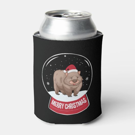 ウォンバットメリークリスマス雪玉 缶クーラー (缶正面)