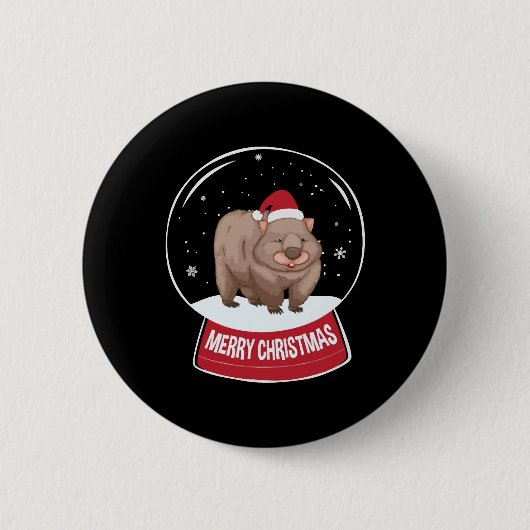 ウォンバットメリークリスマス雪玉 缶バッジ (正面)